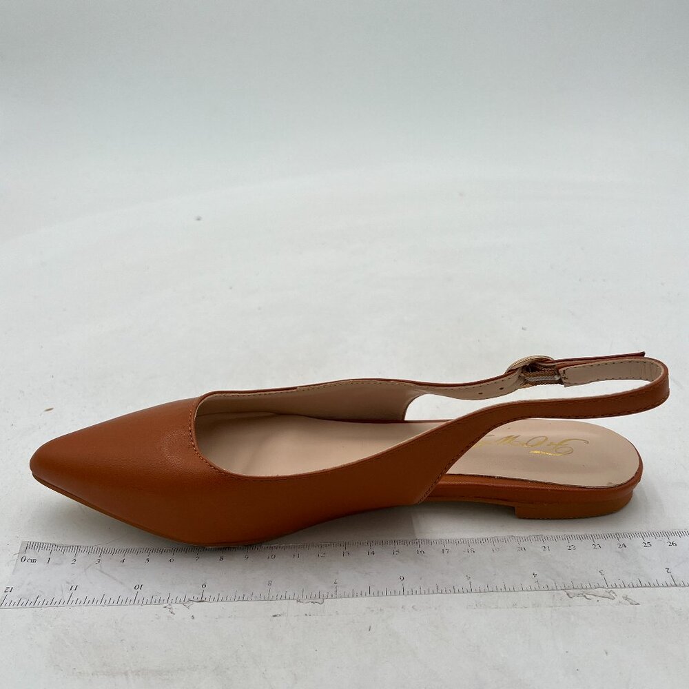 Pointed Toe Slingback Heels in Cognac Brown